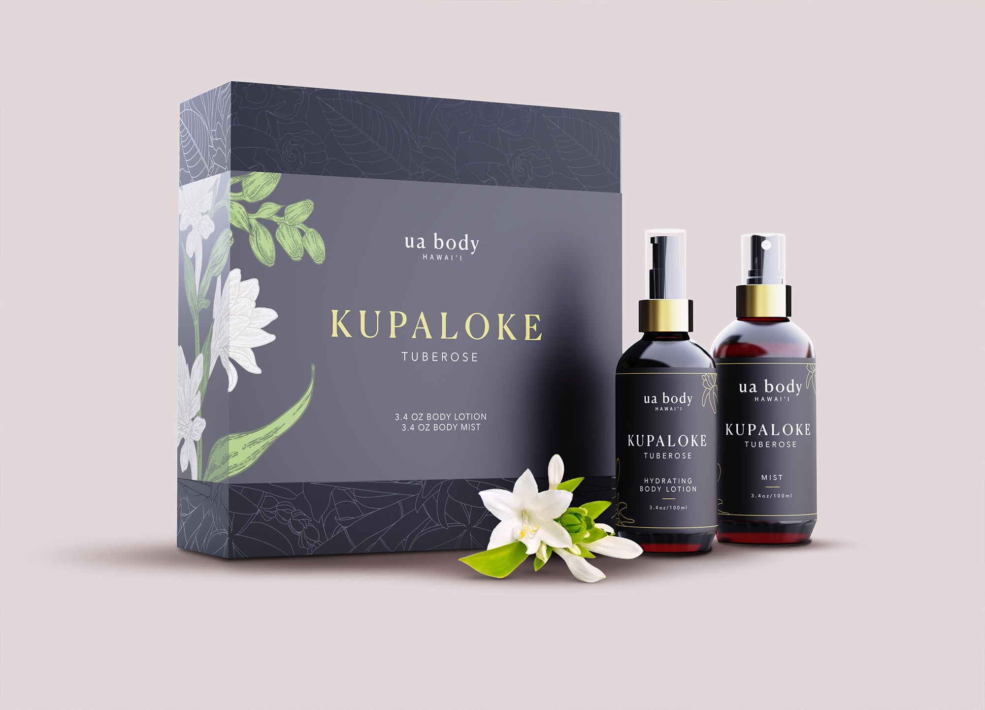 Kino Luxe Box – Kupaloke Tuberose – 3.4 oz Body Lotion and Mist Set